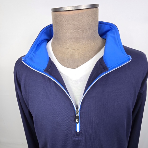 FootJoy Men’s XXL 1/4 Zip Pullover Navy Blue Golf Performance Stretch FJ Sweater - Picture 5 of 10